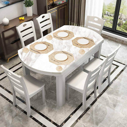 Vinyl Placemats and Coasters Set | Gold Octagonal Design | 6 Pieces