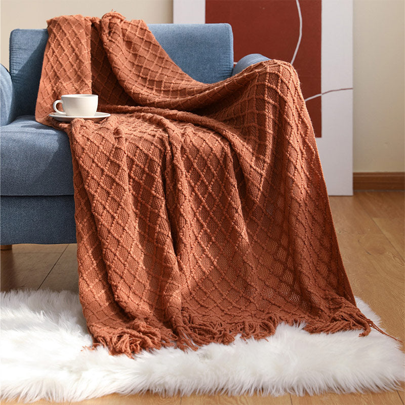 Knitted Prismatic Pattern Blanket | Acrylic Fiber | 127cm x 152cm