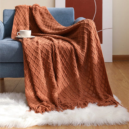 Knitted Prismatic Pattern Blanket | Acrylic Fiber | 127cm x 152cm