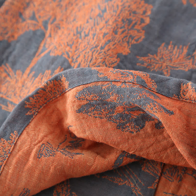 Natural Tree Print Bathrobe | Lightweight Pure Cotton | Unisex Design