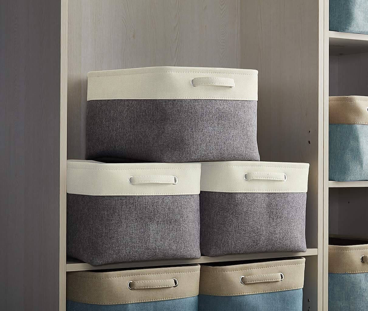 White Grey Fabric Storage Box | Eco-Friendly EVA Material | Multiple Sizes Available