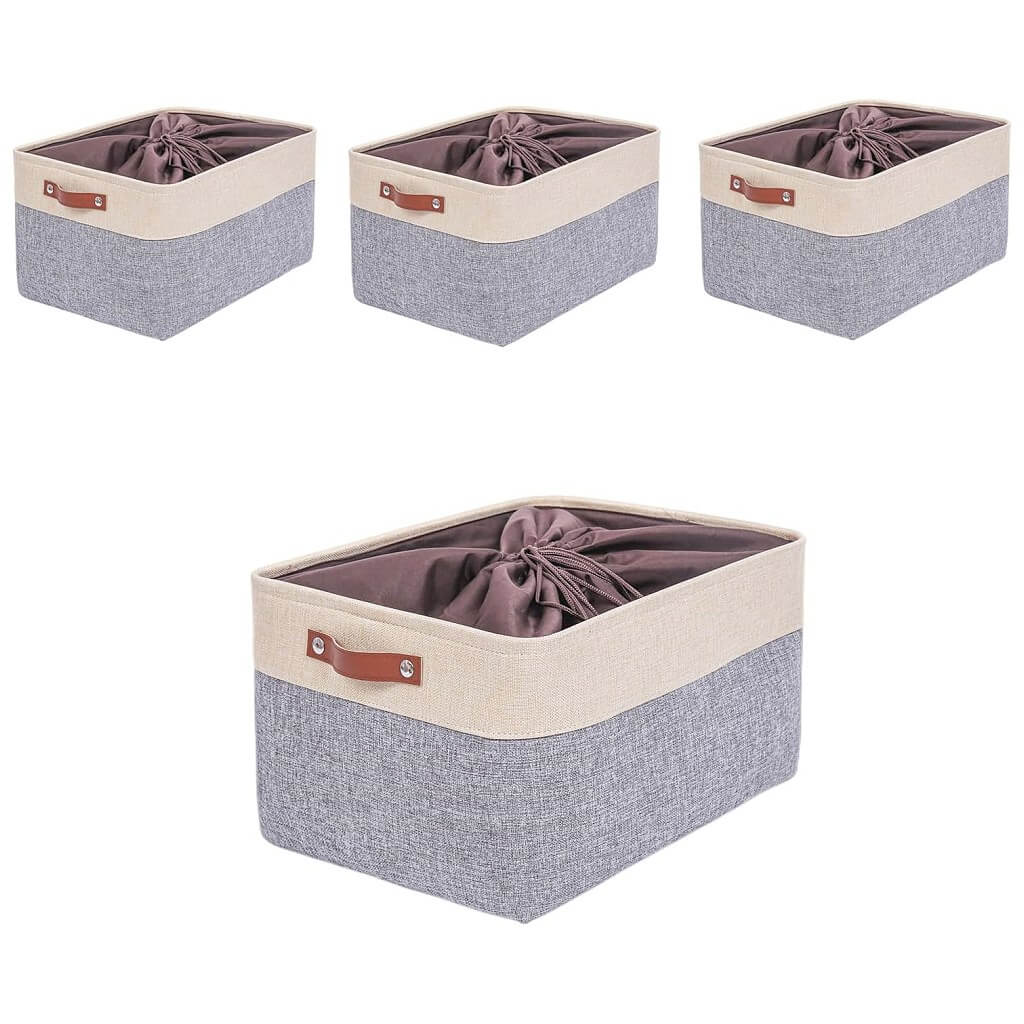 Canvas Storage Baskets | Grey & Beige | Set of 2