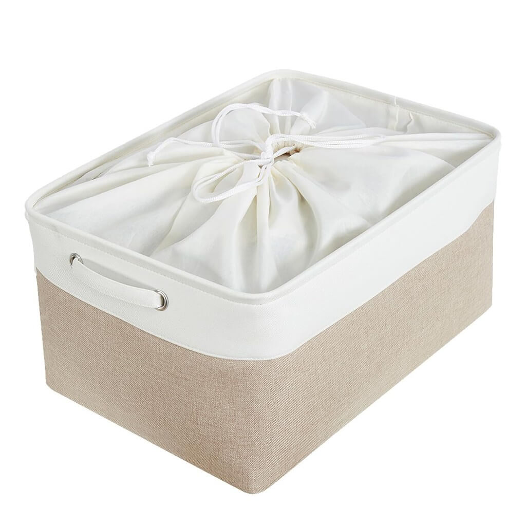 Canvas Storage Box Set | Linen & Cotton | Set of 3 | Grey White