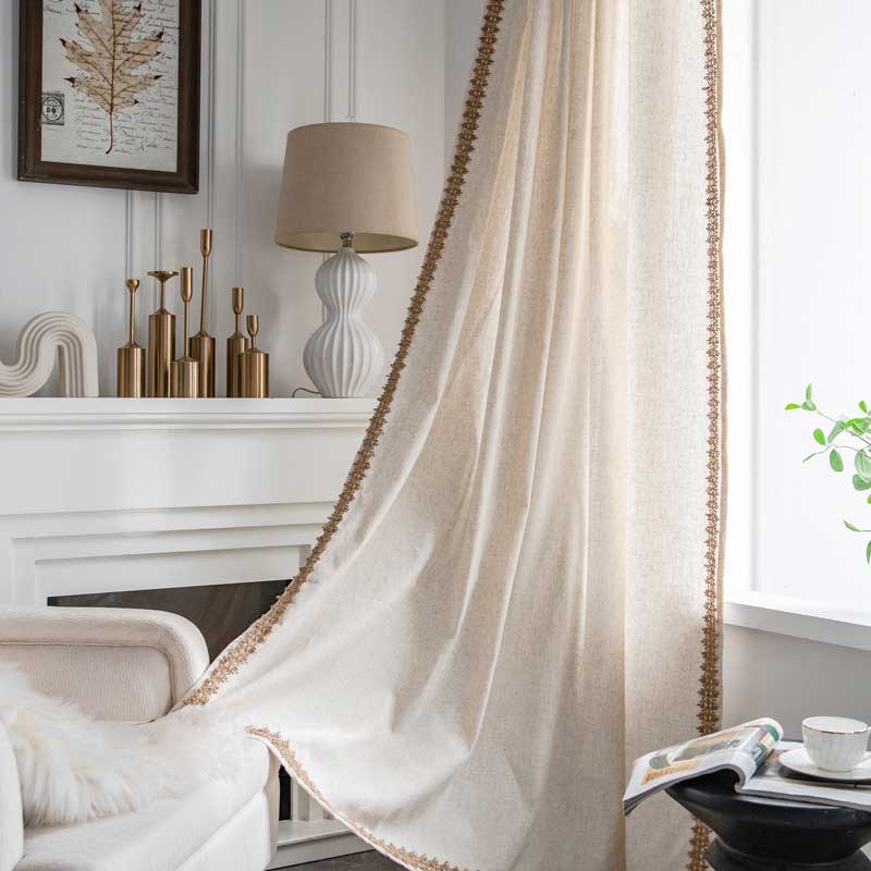 Bohemian Semi-Blackout Curtain | Cotton Blend | Beige