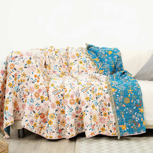 Garden Flower Blanket | Soft Cotton Gauze | Reversible Design
