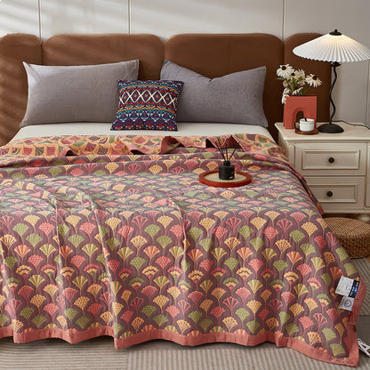 Ginkgo Leaf Reversible Quilt | 100% Organic Cotton | Queen Size
