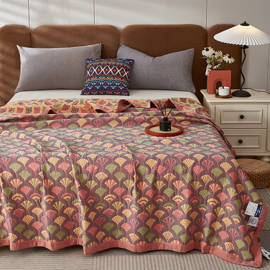 Ginkgo Leaf Reversible Quilt | 100% Organic Cotton | Queen Size