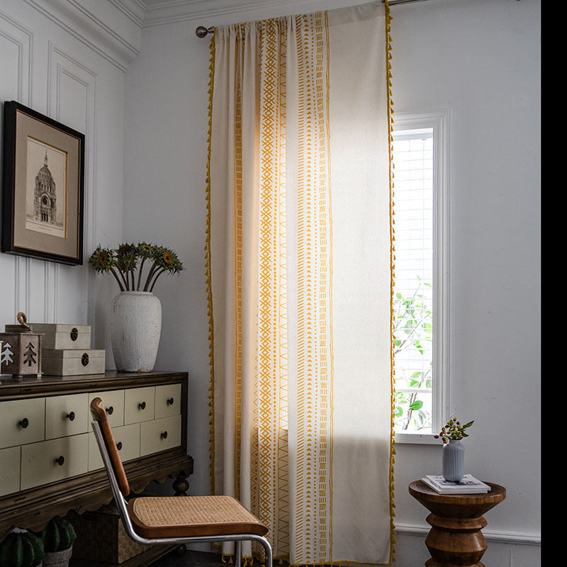 Bohemian Geometric Semi-Blackout Curtain | Cotton & Polyester | 1 Piece