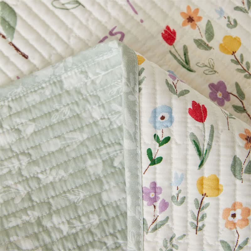 Floral Quilted Bedding Set | Cotton | Queen or King Size