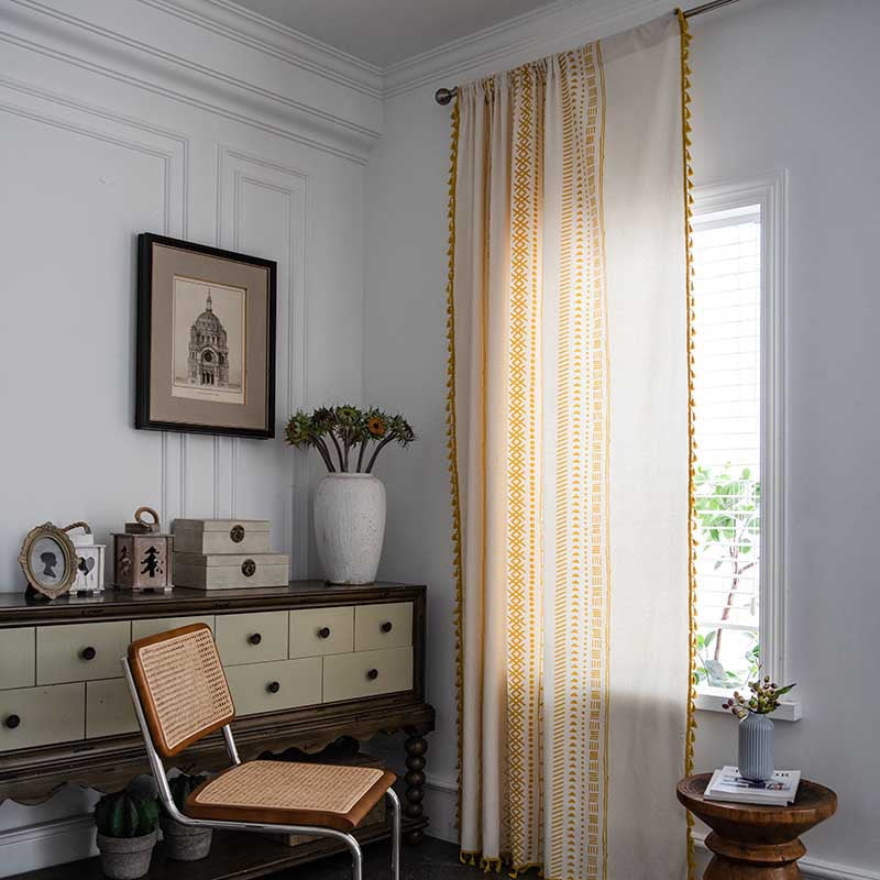 Bohemian Geometric Semi-Blackout Curtain | Cotton & Polyester | 1 Piece