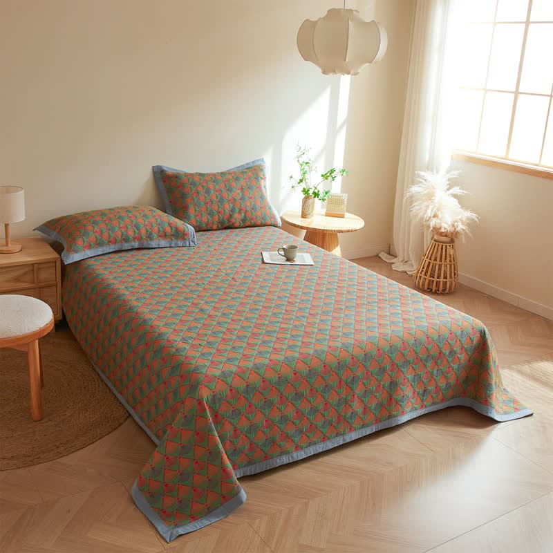 Cotton Gauze Quilt | Organic Cotton with Peacock Tail Design | Full/Queen Size Options