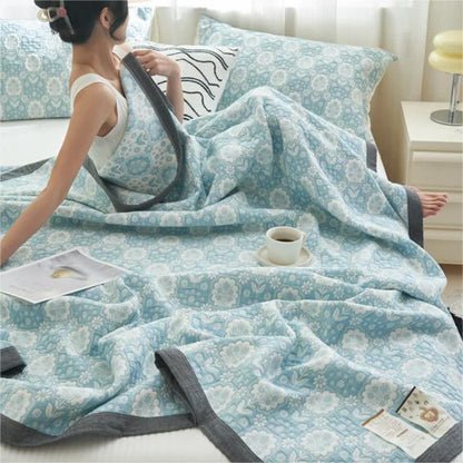 Summer Floral Cotton Gauze Quilt Set | 100% Organic Cotton | Full/Queen Size
