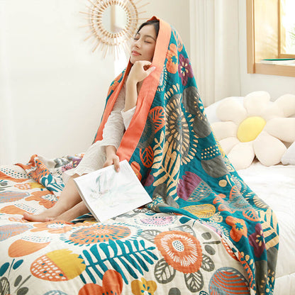 Boho Flower Cotton Quilt | Cartoon Pattern | Full/Queen/King Sizes