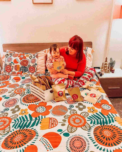 Boho Flower Cotton Quilt | Cartoon Pattern | Full/Queen/King Sizes