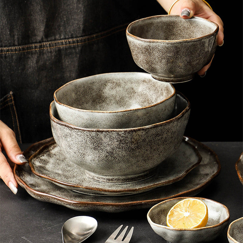 Oma Stoneware Dinnerware Set | Glossy Glaze | 4, 6, or 8 Person Options