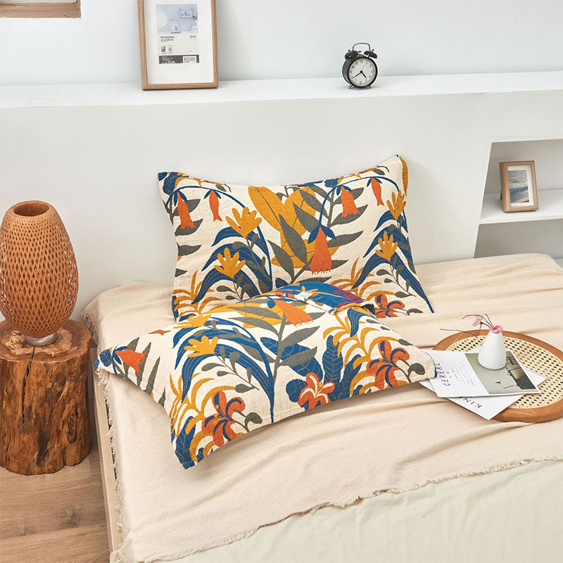 Cotton Pillow Towel | Soft Flower Print | Set of 2