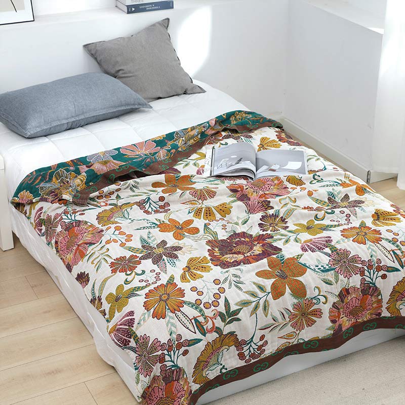 Reversible Cotton Quilt | Colorful Flower Patterns | Full, Queen, King Sizes