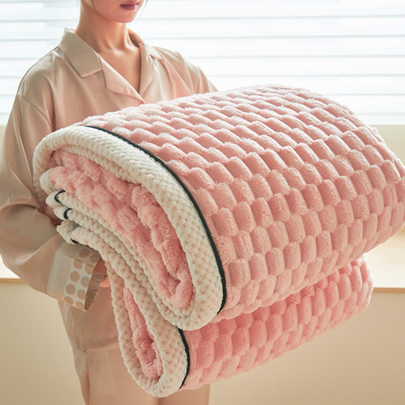 Thick Coral Fleece Throw Blanket | Reversible Polyester | Full/Queen Size
