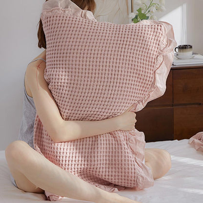 Cotton Pillowcases | Waffle Weave Ruffle | Set of 2