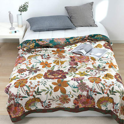 Reversible Cotton Quilt | Colorful Flower Patterns | Full, Queen, King Sizes