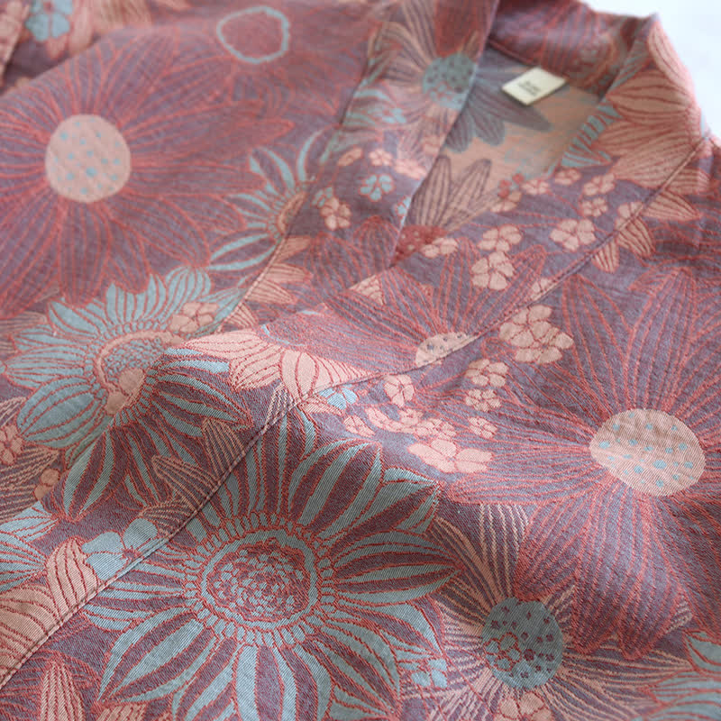 Floral Cotton Bathrobe | Loose-Fit Design | Comfortable Home Wear