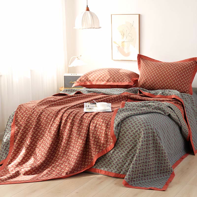 Cotton Quilt | Reversible Embroidered Flower Pattern | Full/King Size Options