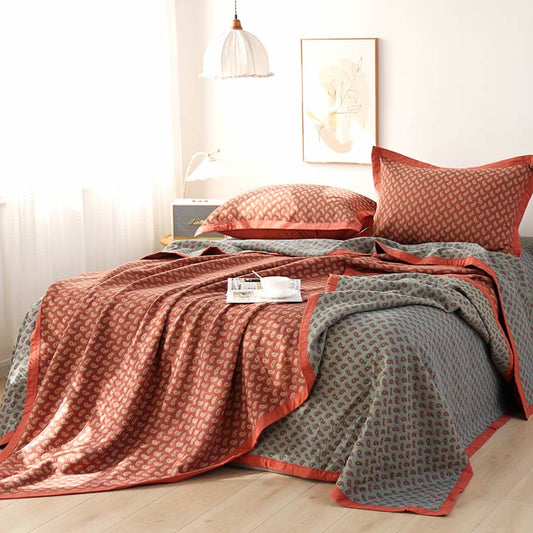 Cotton Quilt | Reversible Embroidered Flower Pattern | Full/King Size Options