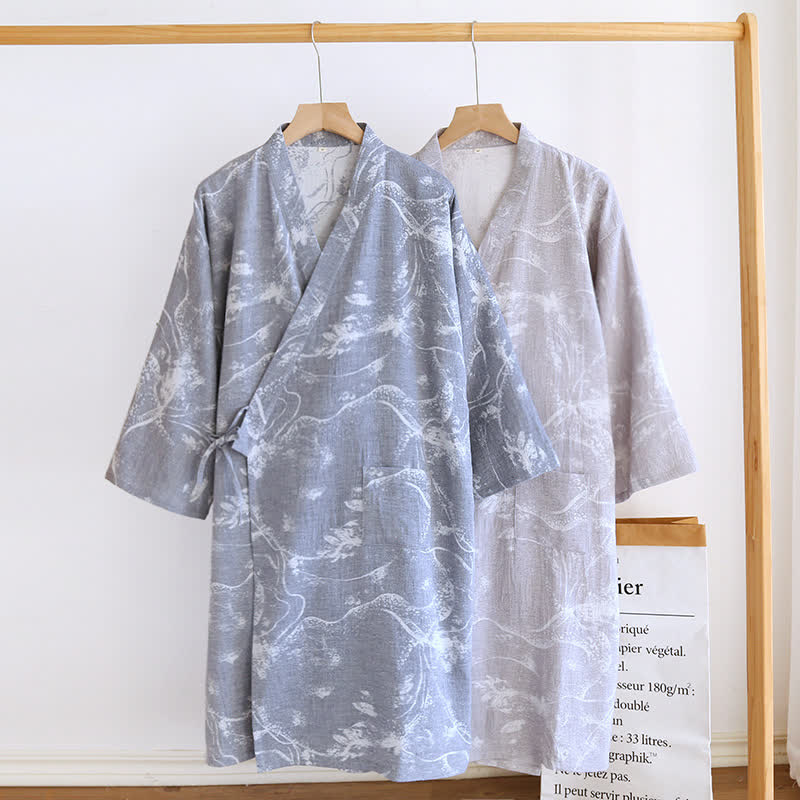 Unisex Bathrobe | Pure Cotton | Jacquard Ink Painting Design