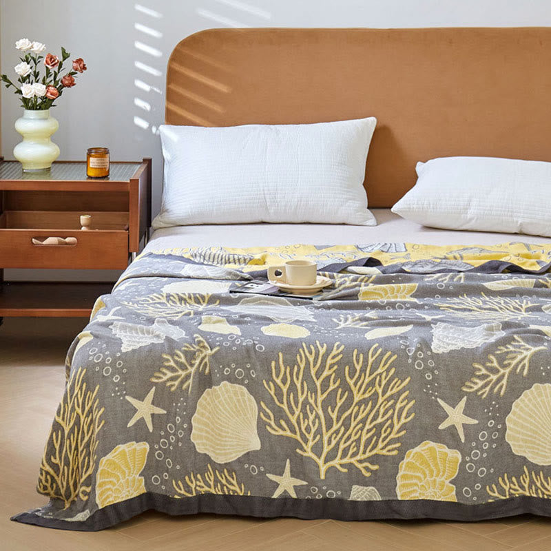 Reversible Marine Life Quilt | Bamboo Fiber | Full/Queen Size