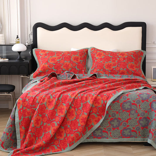 Pure Cotton Reversible Floral Quilt | Eco-Friendly Organic Cotton | Available in Full, Queen, King Sizes