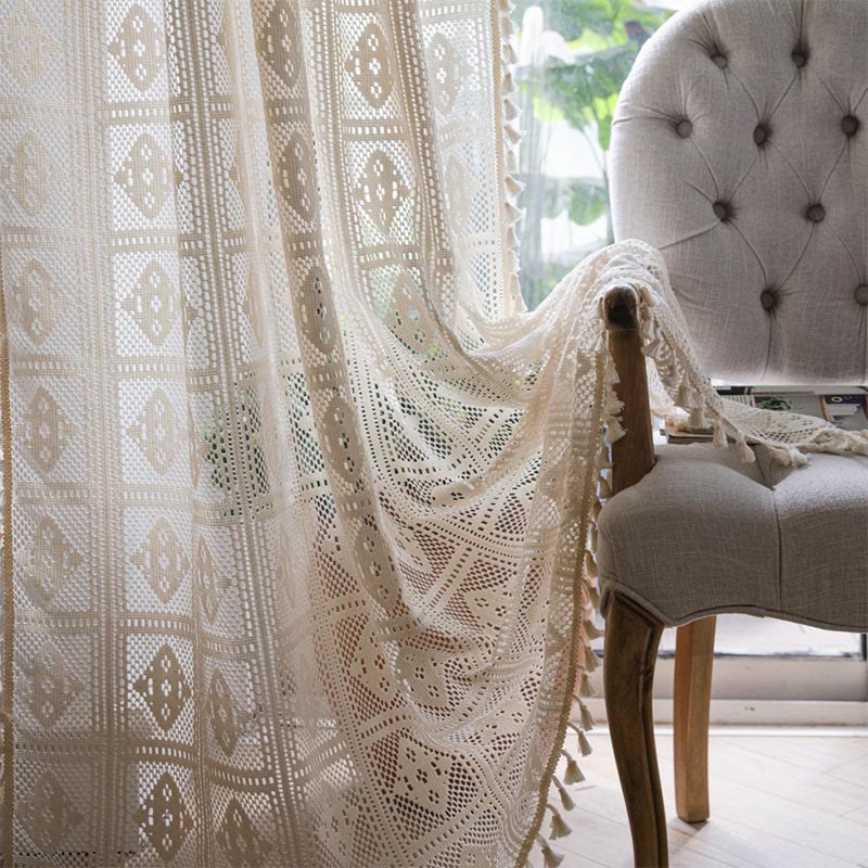 Rhombus Plaid Decorative Curtain | Polyester | Single Panel
