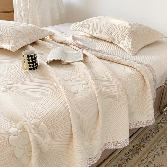 Floral Gauze Quilt | 3-Layer Polyester | Full/Queen/King Sizes