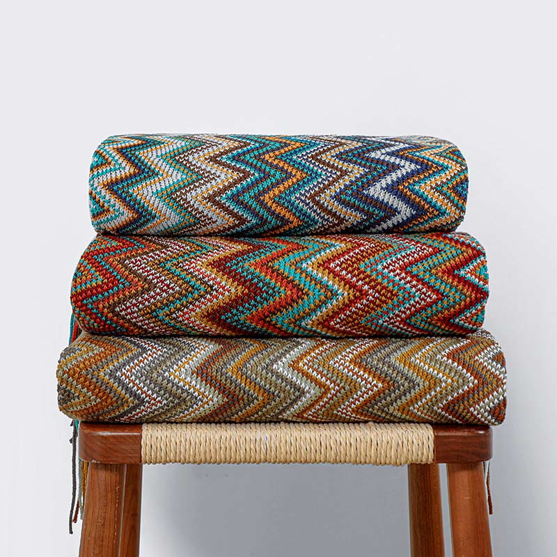 Striped Tassel Blanket | Soft Acrylic Fiber | Multiple Sizes