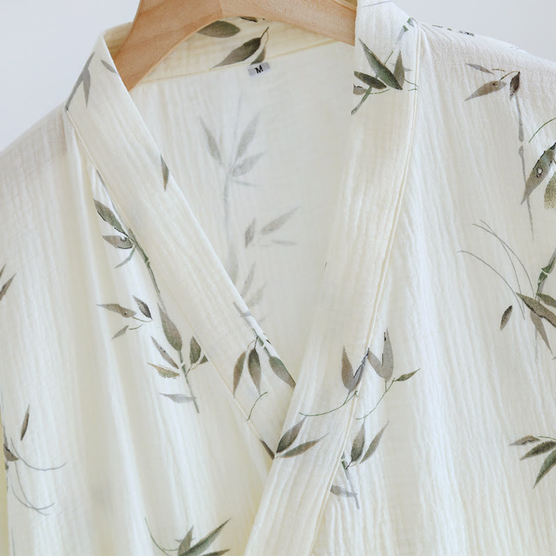 Cotton Bathrobe | Bamboo Print | Lightweight Comfort