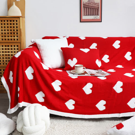 Heart Print Reversible Throw Blanket | Soft Acrylic-Polyester Blend | 51"x63" or 59"x79"