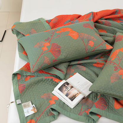 Ginkgo Leaf Quilt | 100% Organic Cotton | Orange