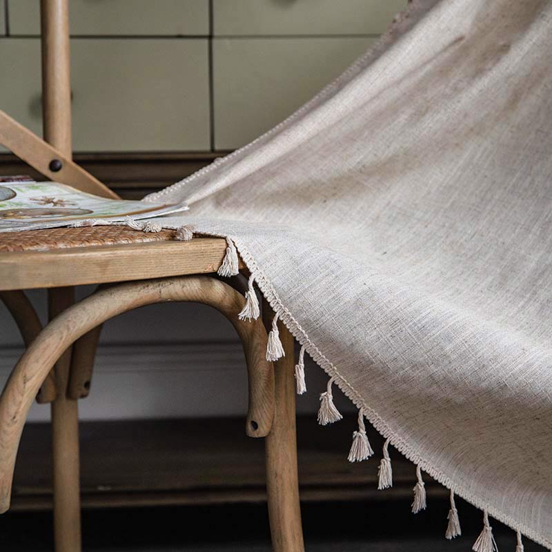 Boho Light Filtering Curtain | Beige Polyester | 1 Piece