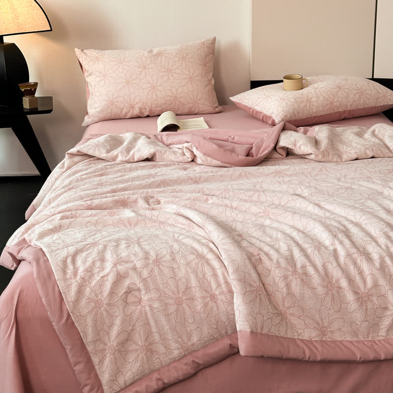 Jacquard Daisy Bedding Set | Cotton Gauze | 4 Pieces
