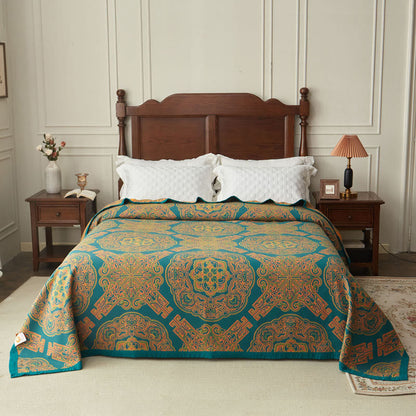 Boho Flower Coverlet | Bamboo Fiber | Reversible Design