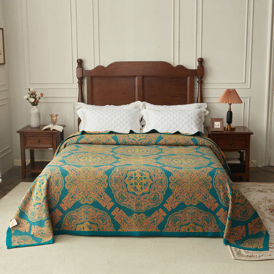 Boho Flower Coverlet | Bamboo Fiber | Reversible Design