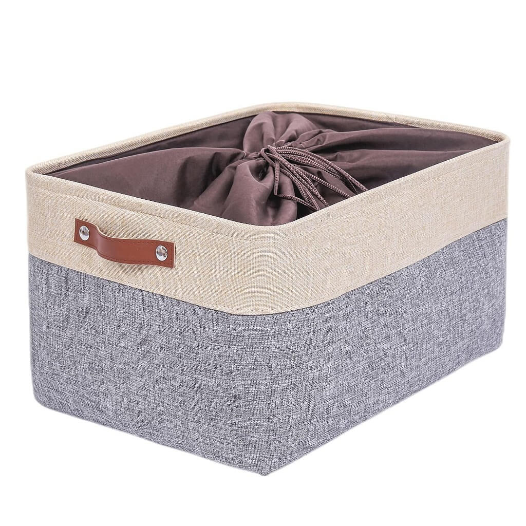 Canvas Storage Baskets | Grey & Beige | Set of 2