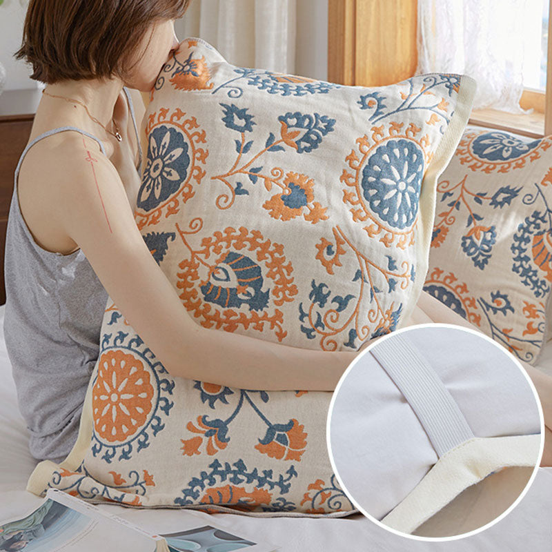 Floral Print Pillow Towels | Cotton Gauze | Set of 2