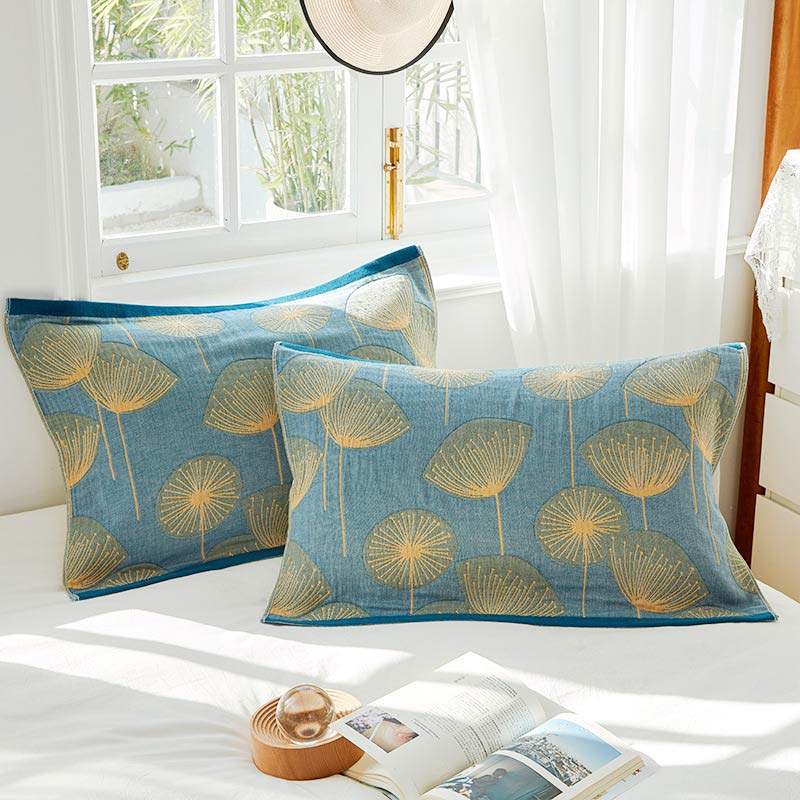Dandelion Print Pillow Towel Set | Cotton Gauze | 2 Pieces