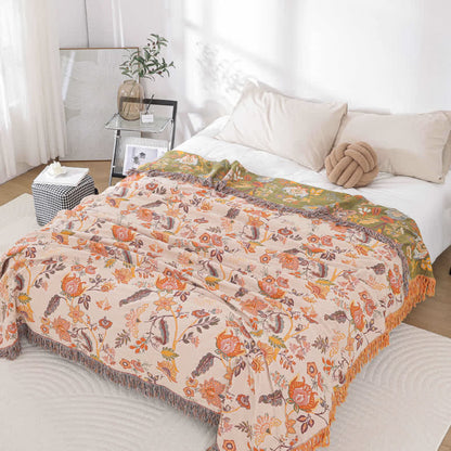 Rustic Floral Blanket | Pure Cotton | Reversible 59" x 79"