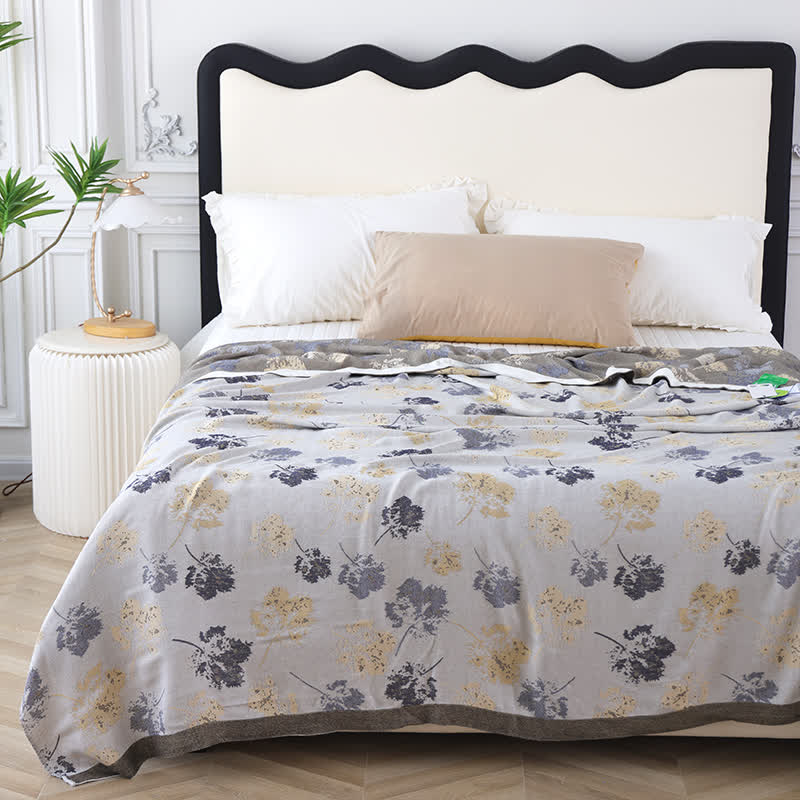 Bamboo Fiber Soft Blanket | Elegant Leaf Design | Full Size 59" x 79"