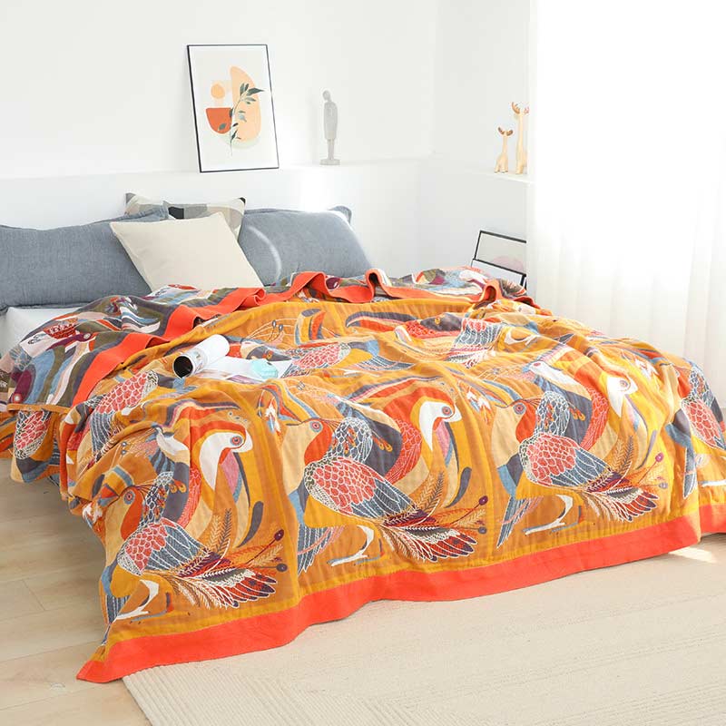 Toucan Bird Reversible Quilt | 100% Organic Cotton | Queen Size