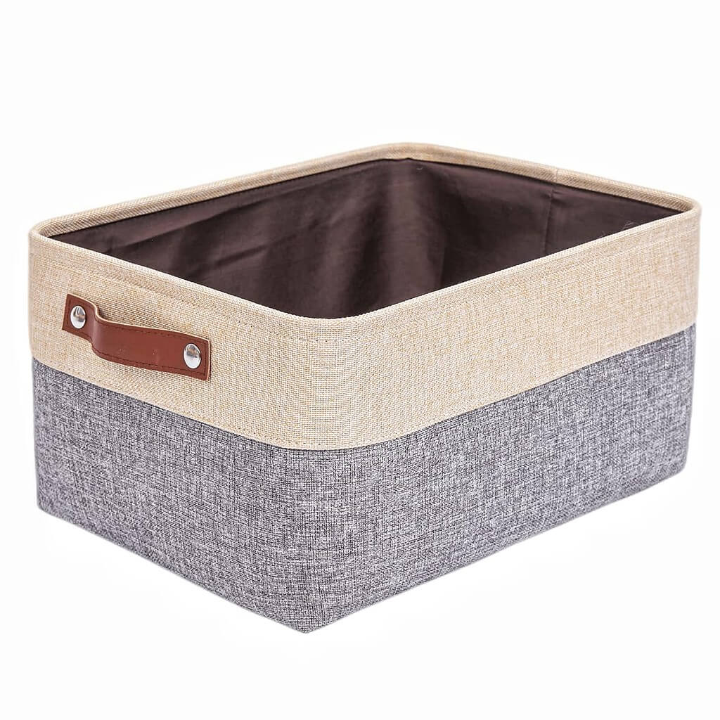 Canvas Storage Baskets | Grey & Beige | Set of 2