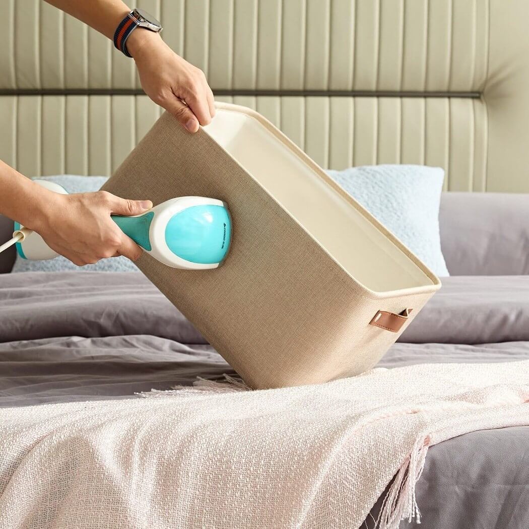 Collapsible Storage Box | Durable Linen with Leather Handles | Beige