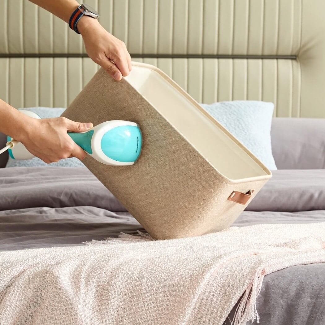 Collapsible Storage Box | Durable Linen with Leather Handles | Beige