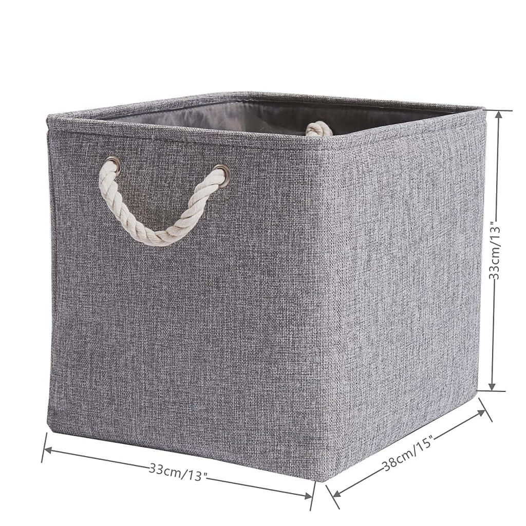 Grey Storage Baskets | Durable Fabric with Rope Handles | Set of 3 Sizes